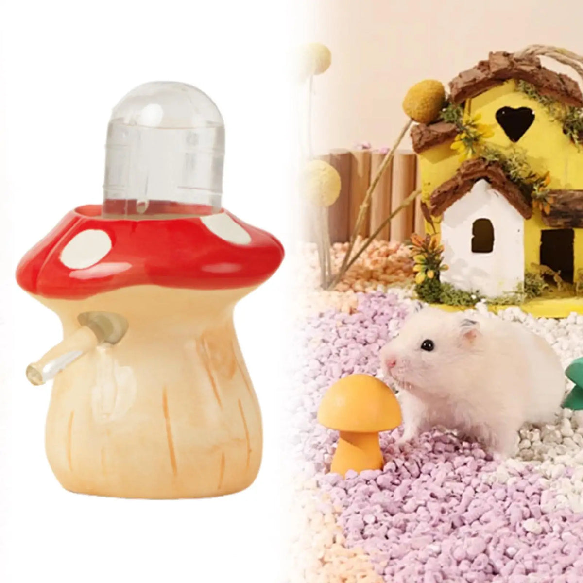 Hamster Water Bottle Mushroom Shape Drinking - MyPetDollar.com