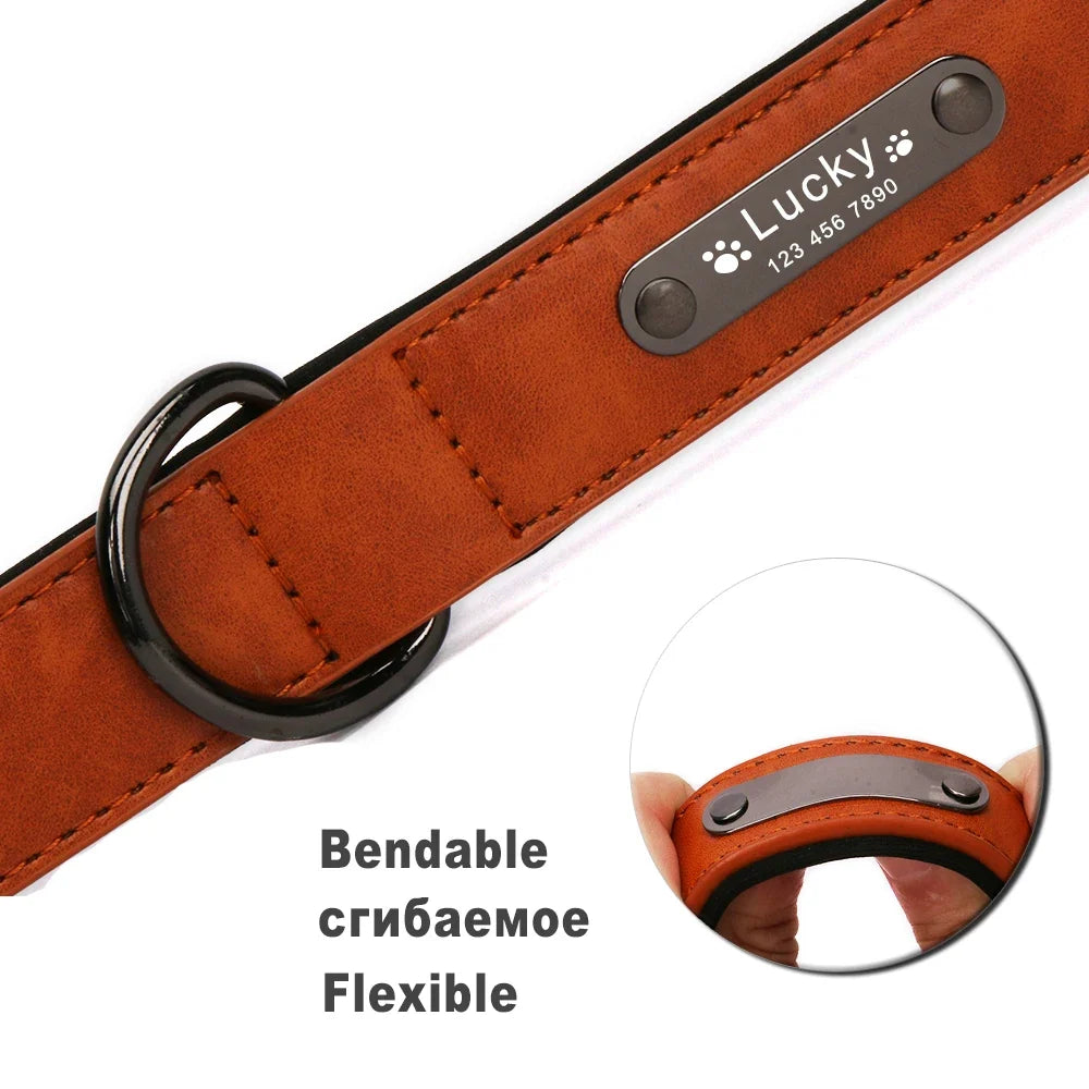 Engrave Name Dog Collar Leather Personalized - MyPetDollar.com