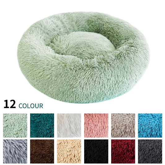 Super Soft Dog Bed Long Plush Donut Round - MyPetDollar.com