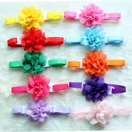50pcs Dog pet Bow Tie Chiffon flowers Dog - MyPetDollar.com