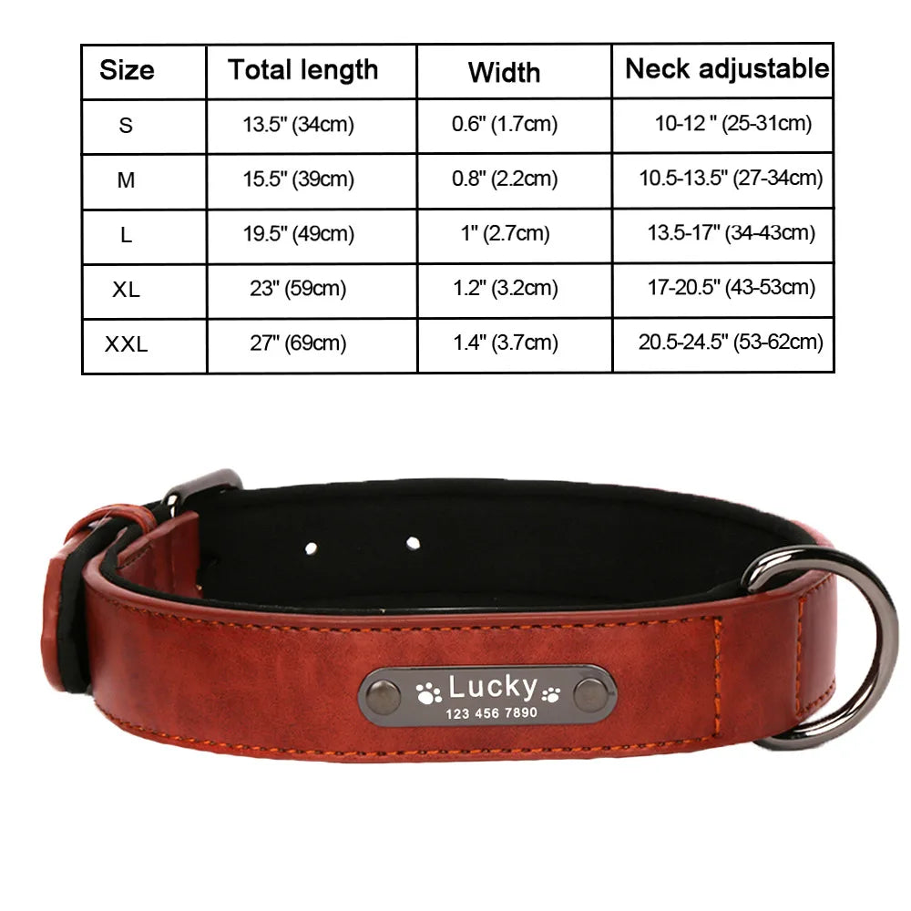 Engrave Name Dog Collar Leather Personalized - MyPetDollar.com