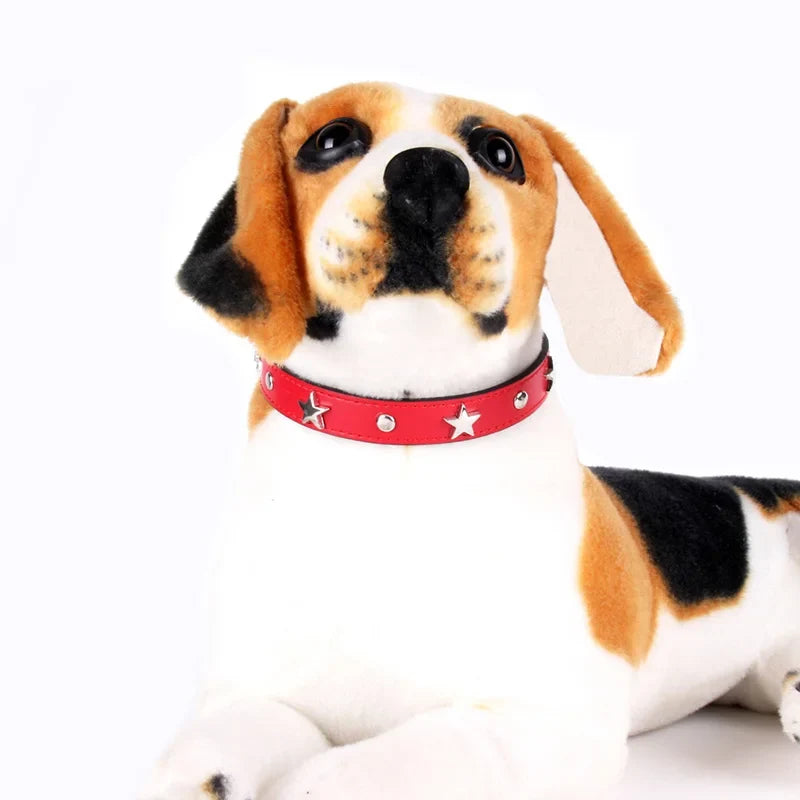 S/M/L Star Studded Pet Dog Collar Leather - MyPetDollar.com