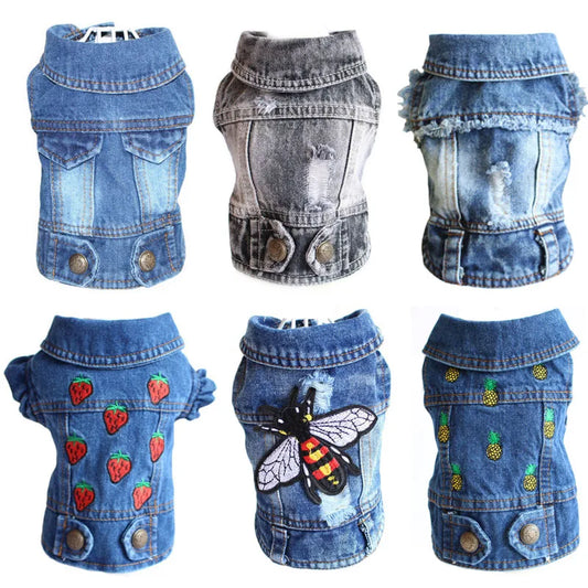 Stylish Cowboy Dog Jacket Spring Denim Dog - MyPetDollar.com