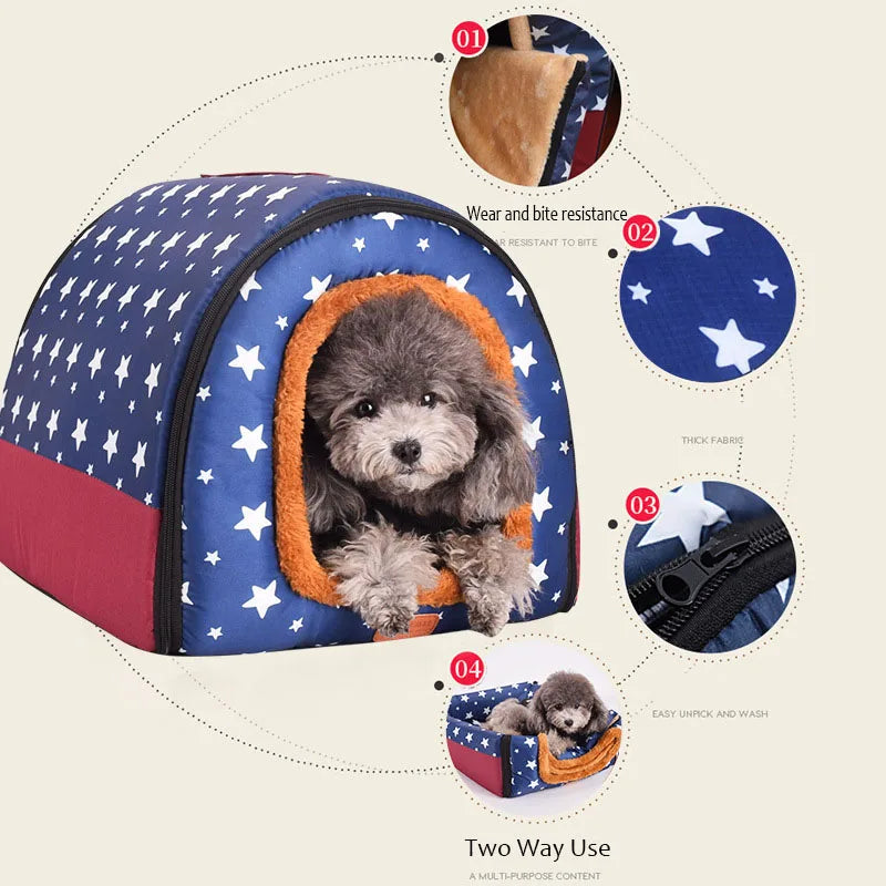 New Warm Dog House Comfortable Print Stars - MyPetDollar.com