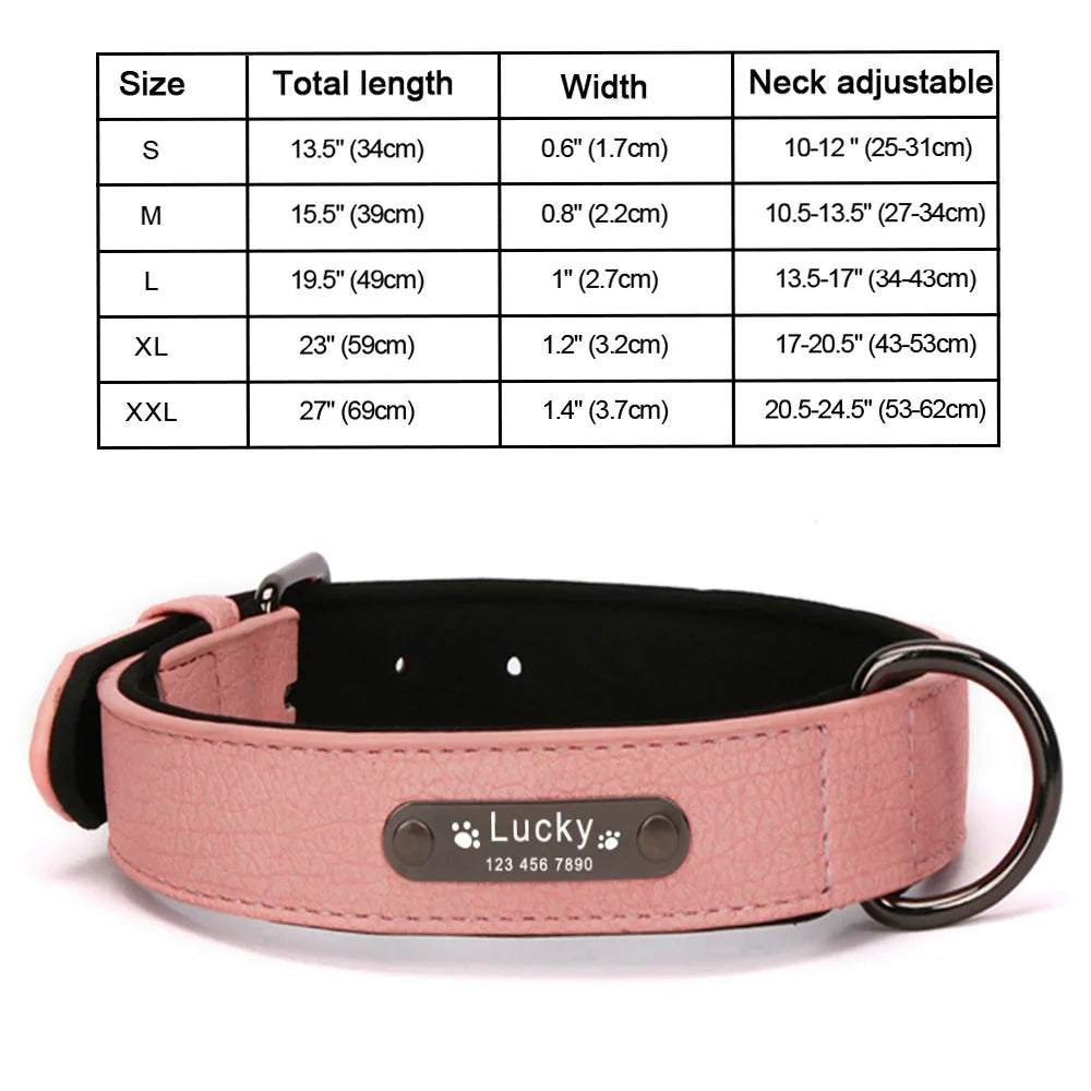 Engrave Name Dog Collar Leather Personalized - MyPetDollar.com