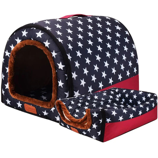 New Warm Dog House Comfortable Print Stars - MyPetDollar.com