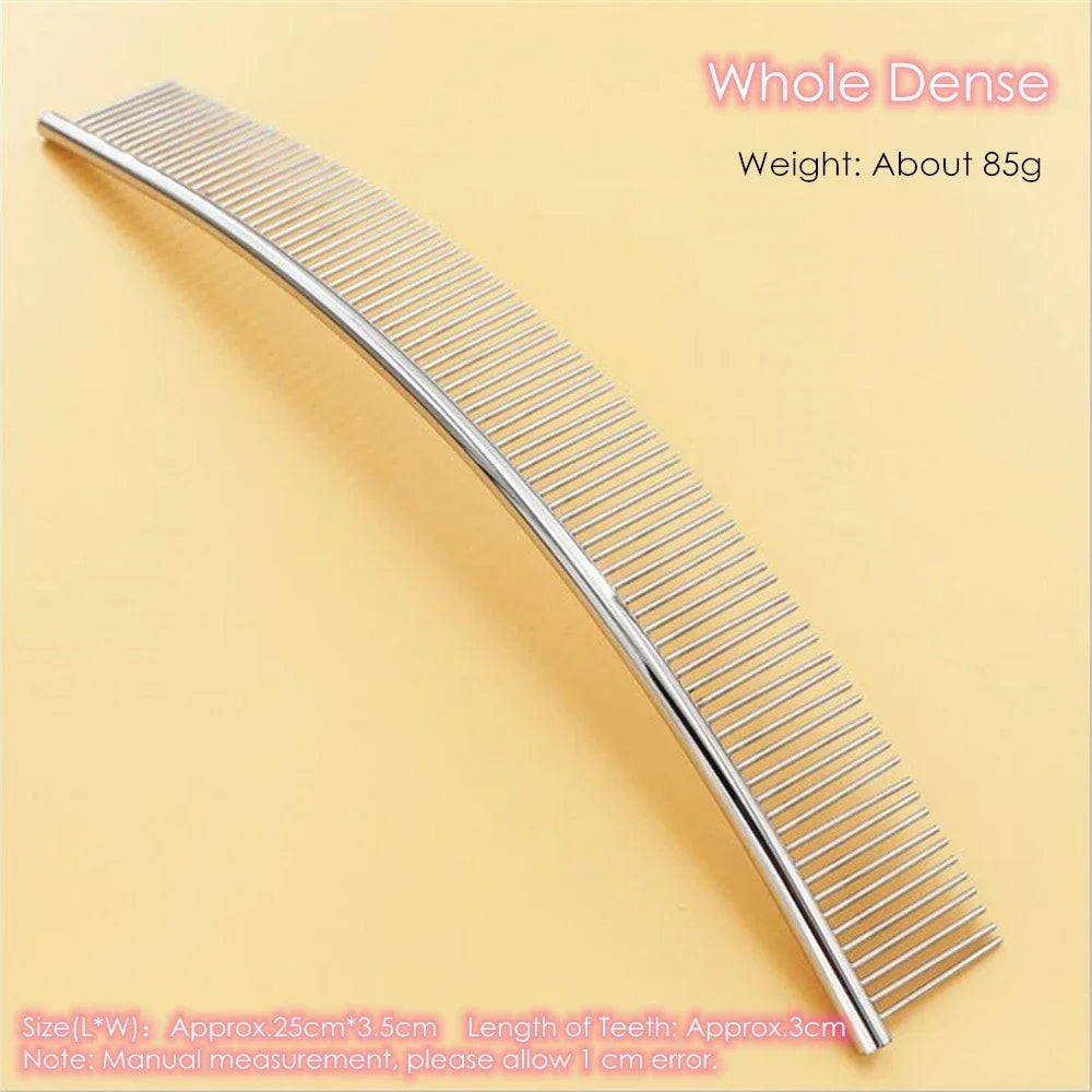 25cm Dog Curved Comb Professional Stainless Steel Pet Grooming