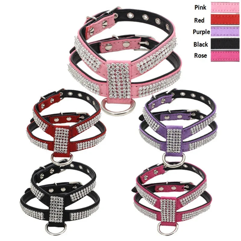 Rhinestone Pet Dog Harness Leash Set for - MyPetDollar.com