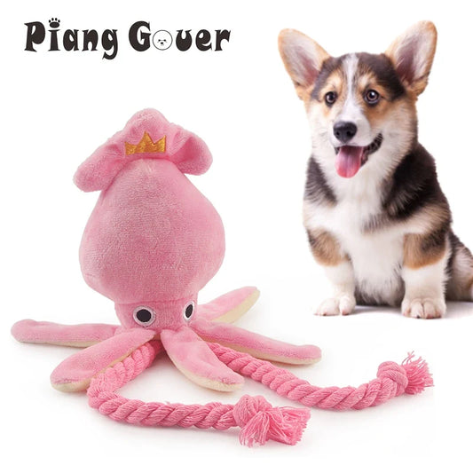 Cute Squid Small Dog Toy Sound BB Plush Pet - MyPetDollar.com