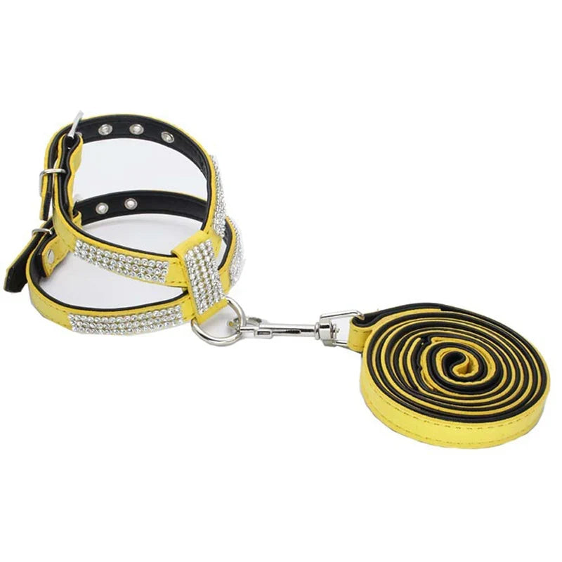 Rhinestone Pet Dog Harness Leash Set for - MyPetDollar.com