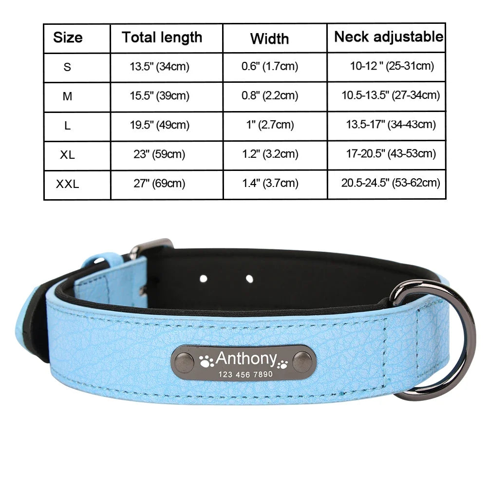 Engrave Name Dog Collar Leather Personalized - MyPetDollar.com