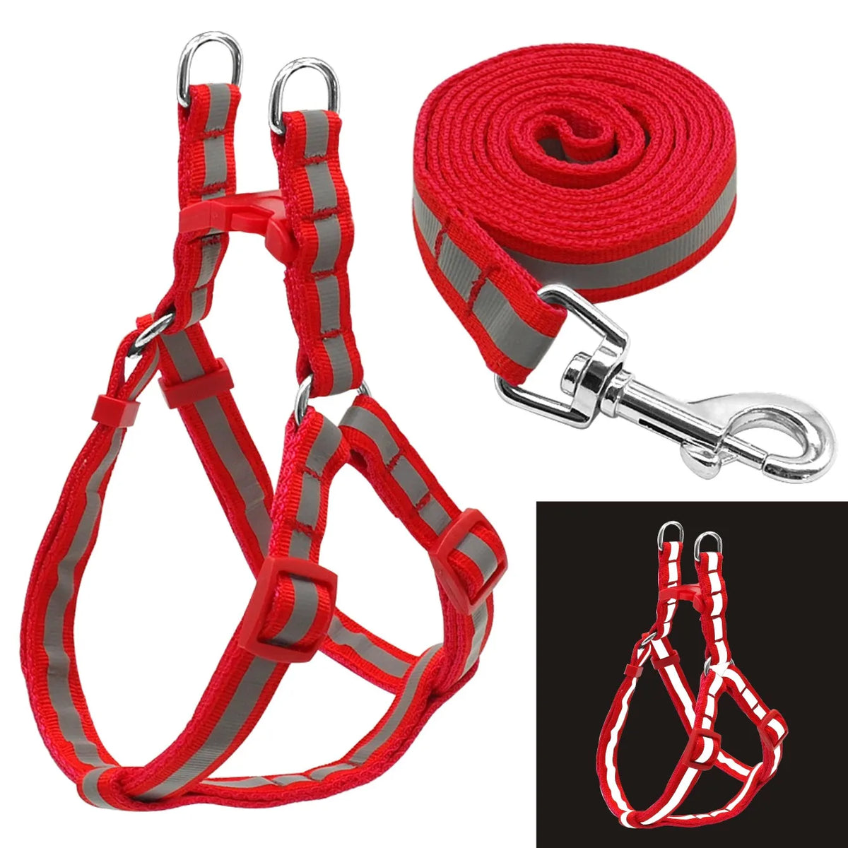 Reflective Nylon Dog Harness and Leash Set - MyPetDollar.com
