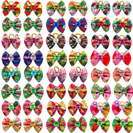 50/100pcs Pet Dog Bows Summer Fruit Pattern - MyPetDollar.com