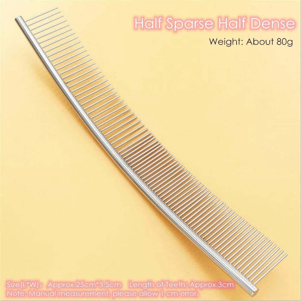 25cm Dog Curved Comb Professional Stainless Steel Pet Grooming