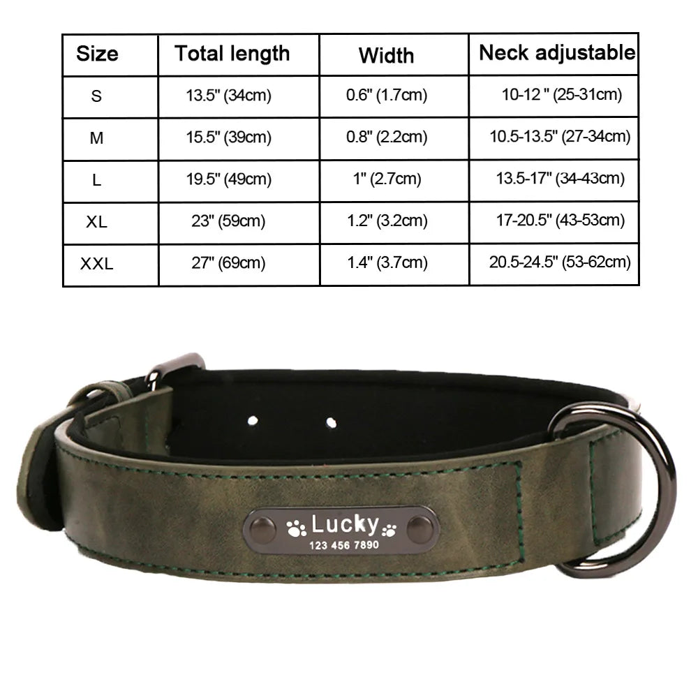 Engrave Name Dog Collar Leather Personalized - MyPetDollar.com
