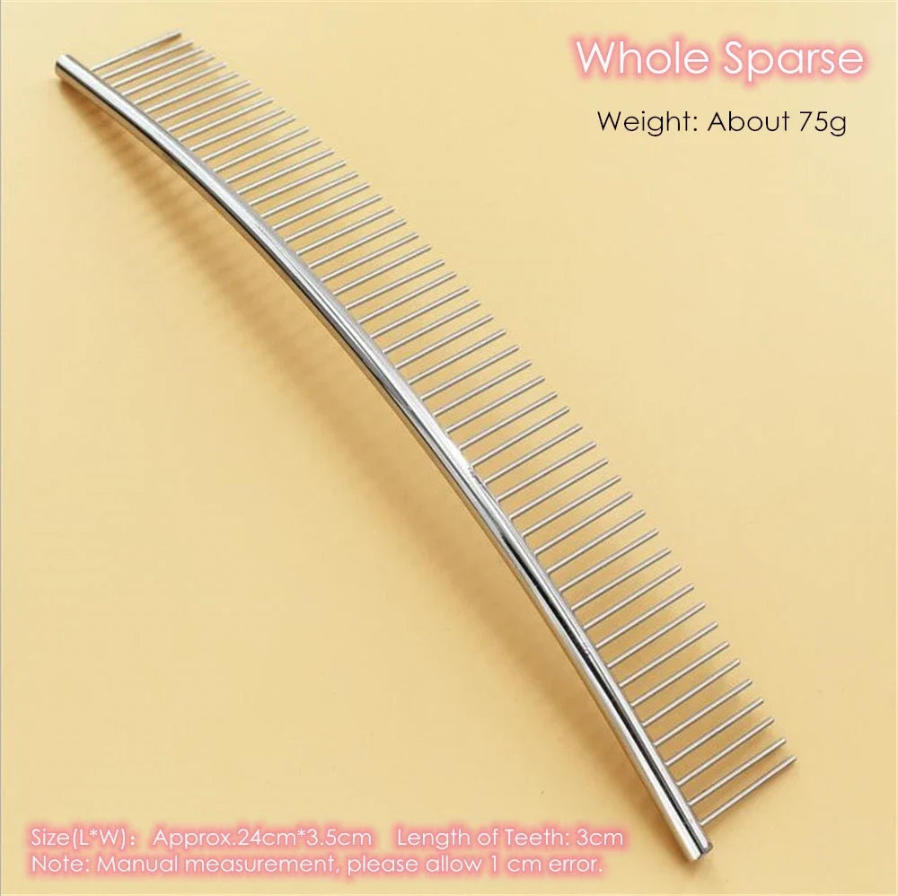25cm Dog Curved Comb Professional Stainless Steel Pet Grooming