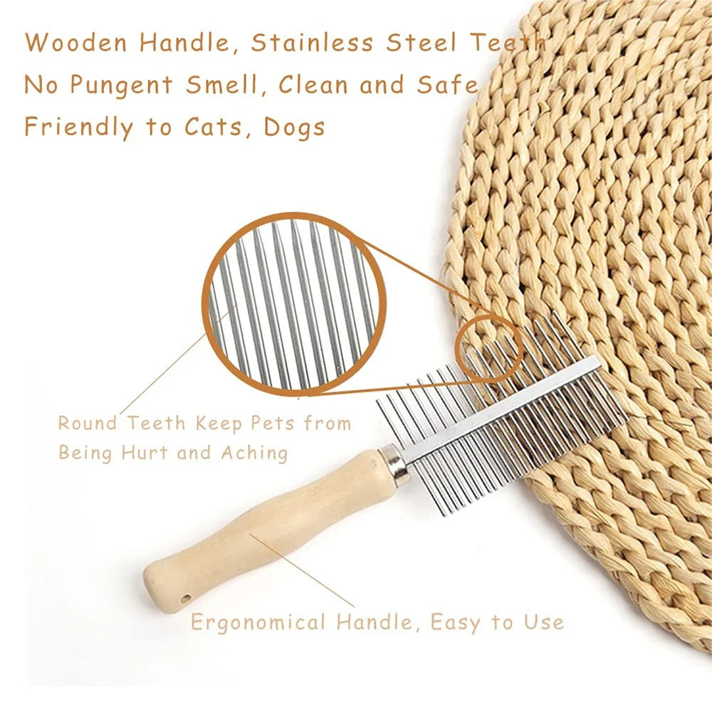 1Pcs Pet Wooden Handle Comb Cats/Dogs - MyPetDollar.com