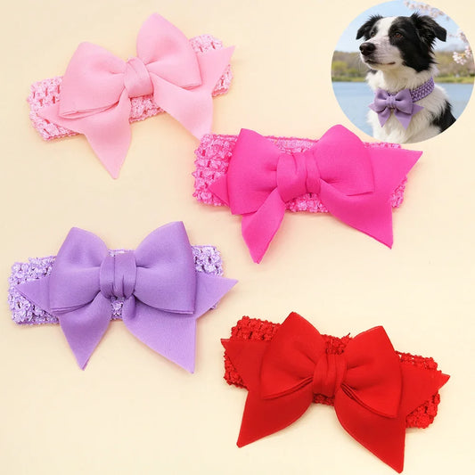50PCS Elastic Bands Dog Bows Handmade Dog - MyPetDollar.com