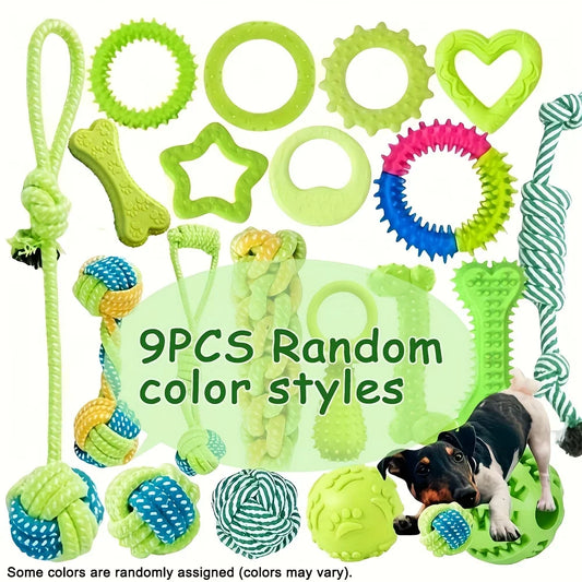9pcs Random Color Dog Chew Toys, Squeaky - MyPetDollar.com