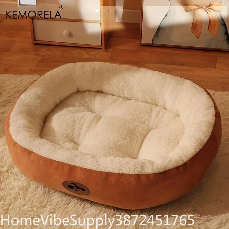 Plush Oval Pet Bed Thickened Ma‑Washable - MyPetDollar.com