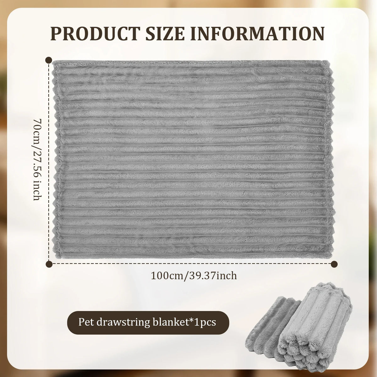 Soft Striped Pet Blanket 100x70 Cm Fleece Dog