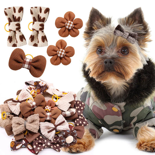 10PCS Winter Dog Bows Puppy Cat Flower - MyPetDollar.com