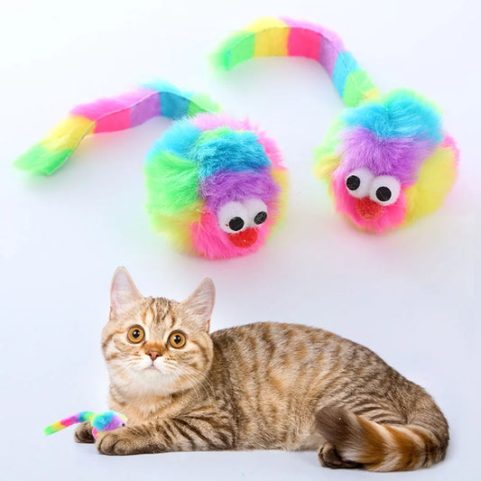 Rainbow Plush Rat Chew Toy for Cats - Self - - MyPetDollar.com