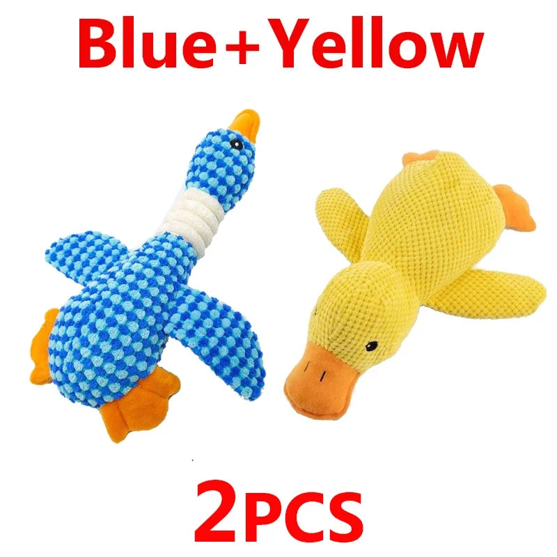 Plush Yellow Duck Dog Toys for Aggressive Chewers Cats Chew Squeak