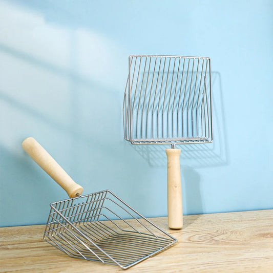 Stainless Steel Cat Litter Shovel Wooden - MyPetDollar.com