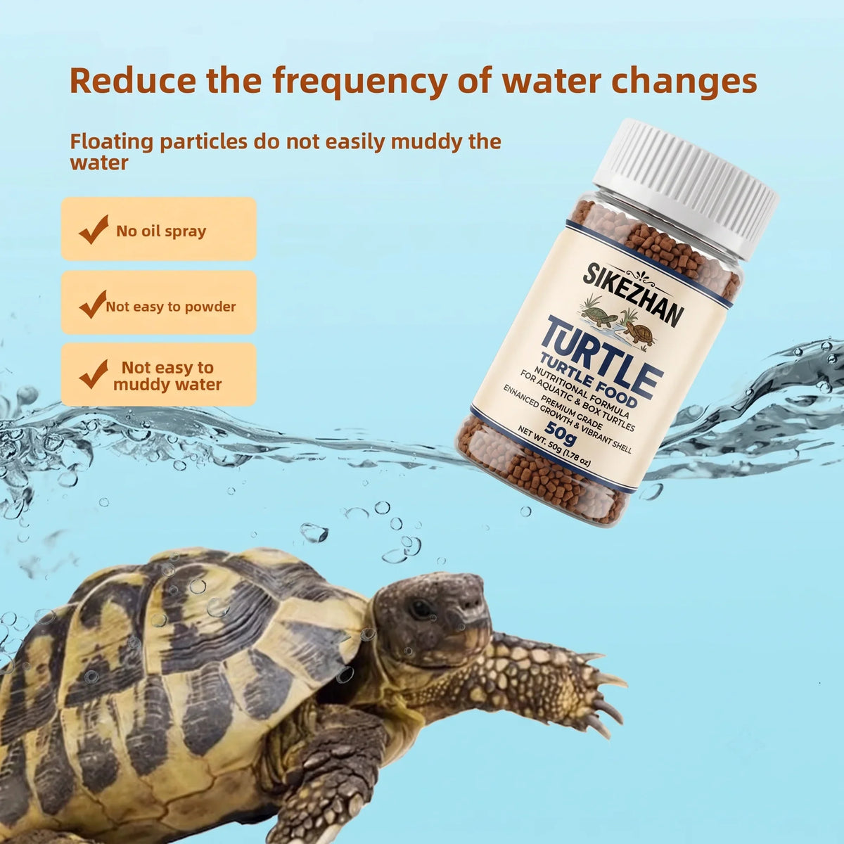 SIKEZHAN Turtle Food 50g Probiotic Pellets - MyPetDollar.com