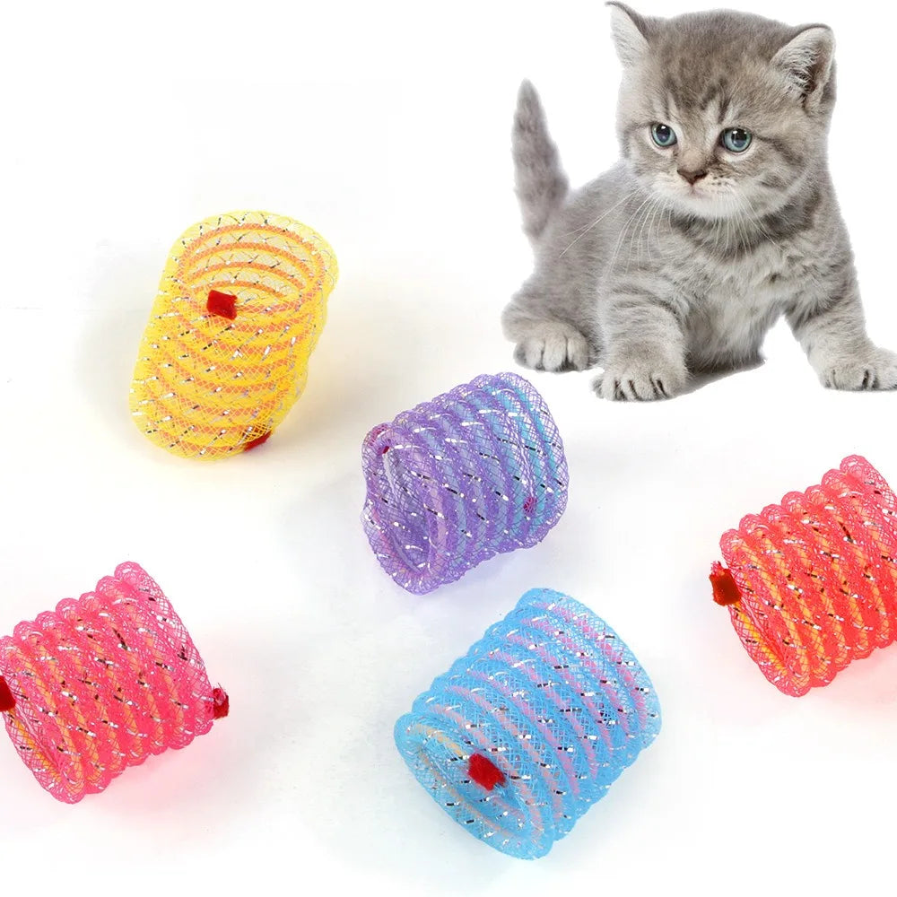 1Pcs Colorful Coils Spring with Plush Ball - MyPetDollar.com