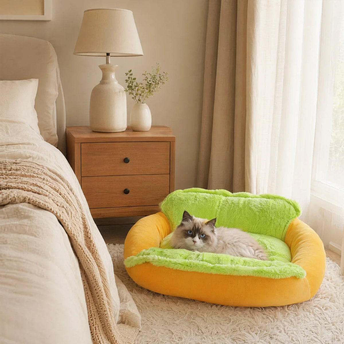 Hot Dog Funny Cat Bed Removable Washable - MyPetDollar.com