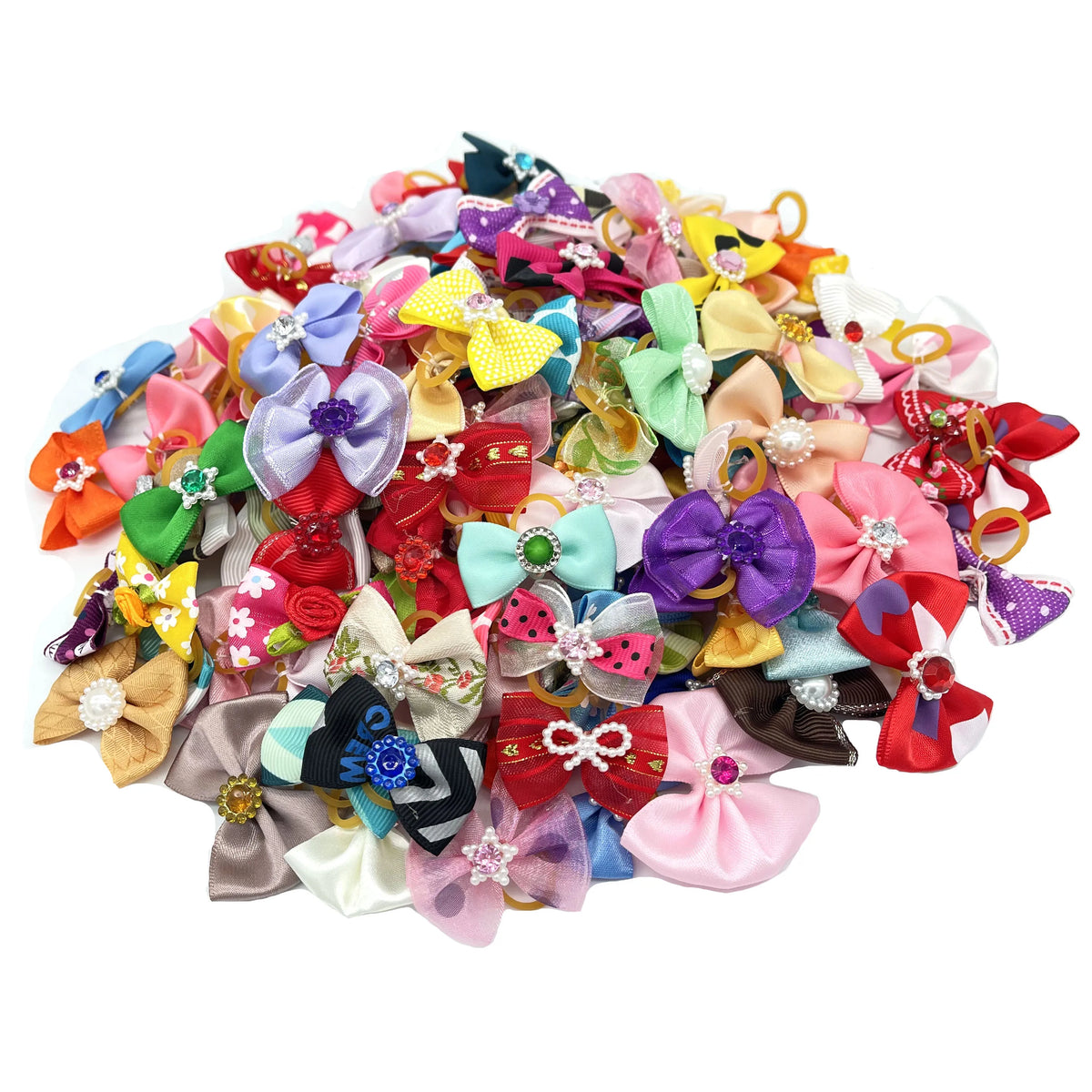 50 Cute Dog Hair Bows Topknot Multicoloured Puppy