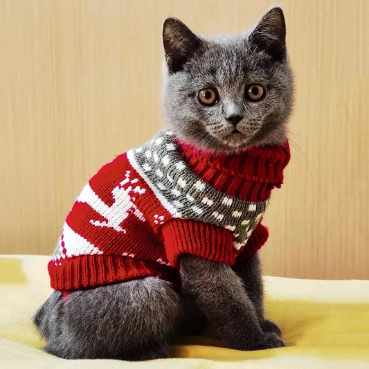 Cute Cat Sweater Costume Winter Warm Pet - MyPetDollar.com