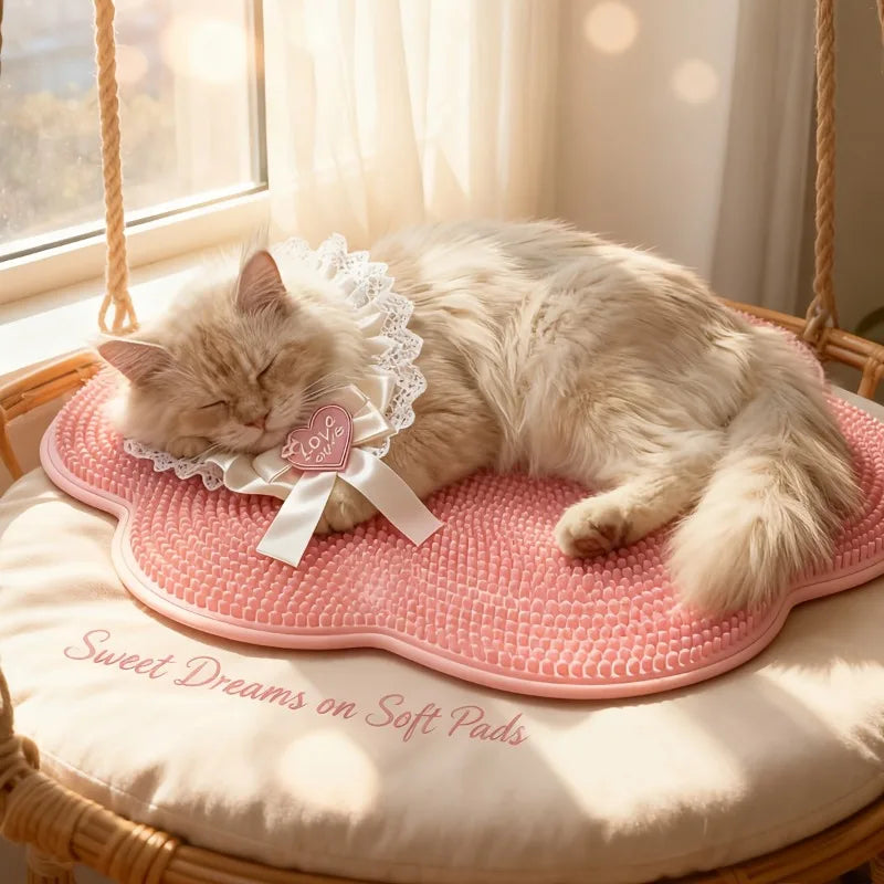 2-in-1 Cat Grooming Cushion Brush Bed Mat