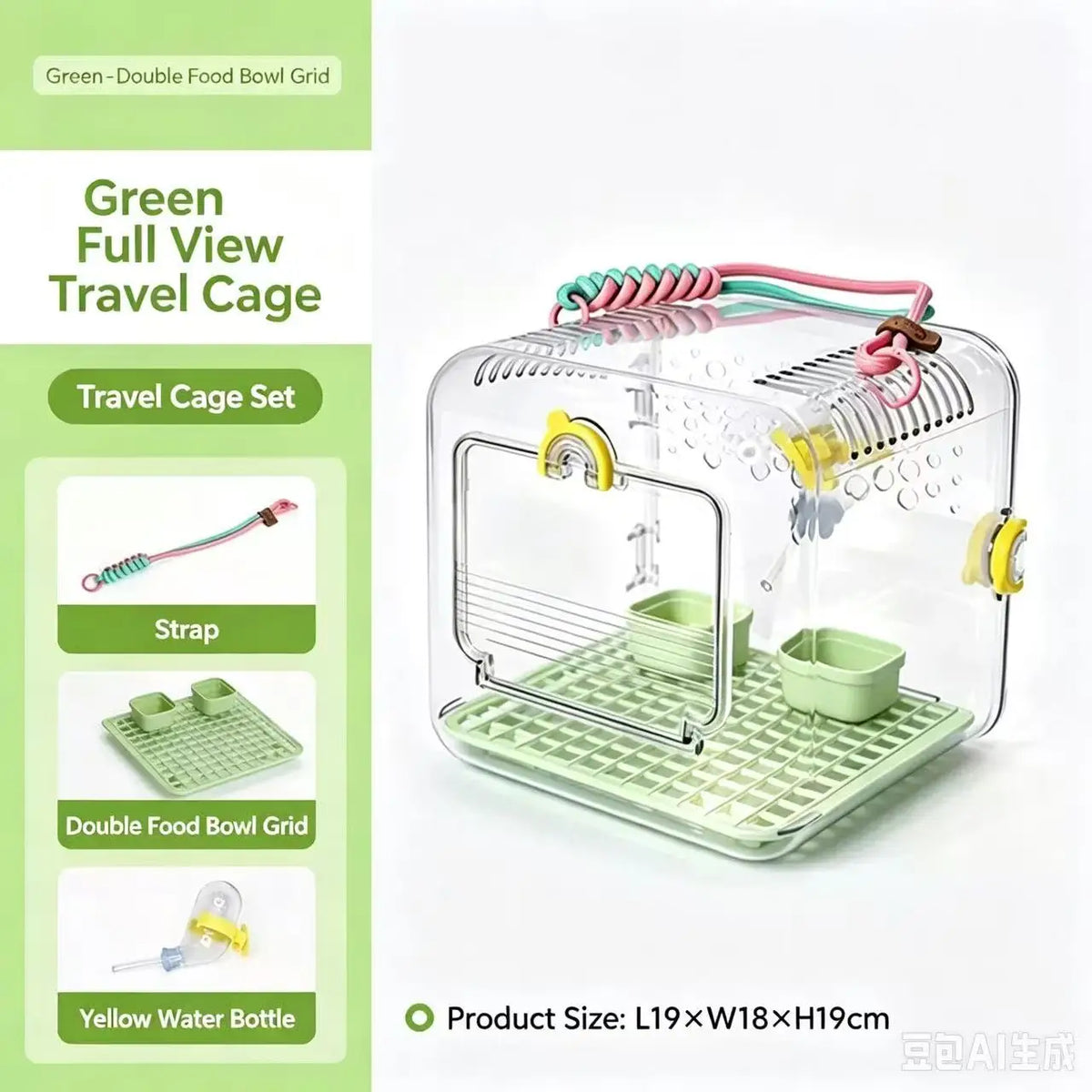 Bird Carrier Portable Clear Enclosure for Travel Outdoor Use