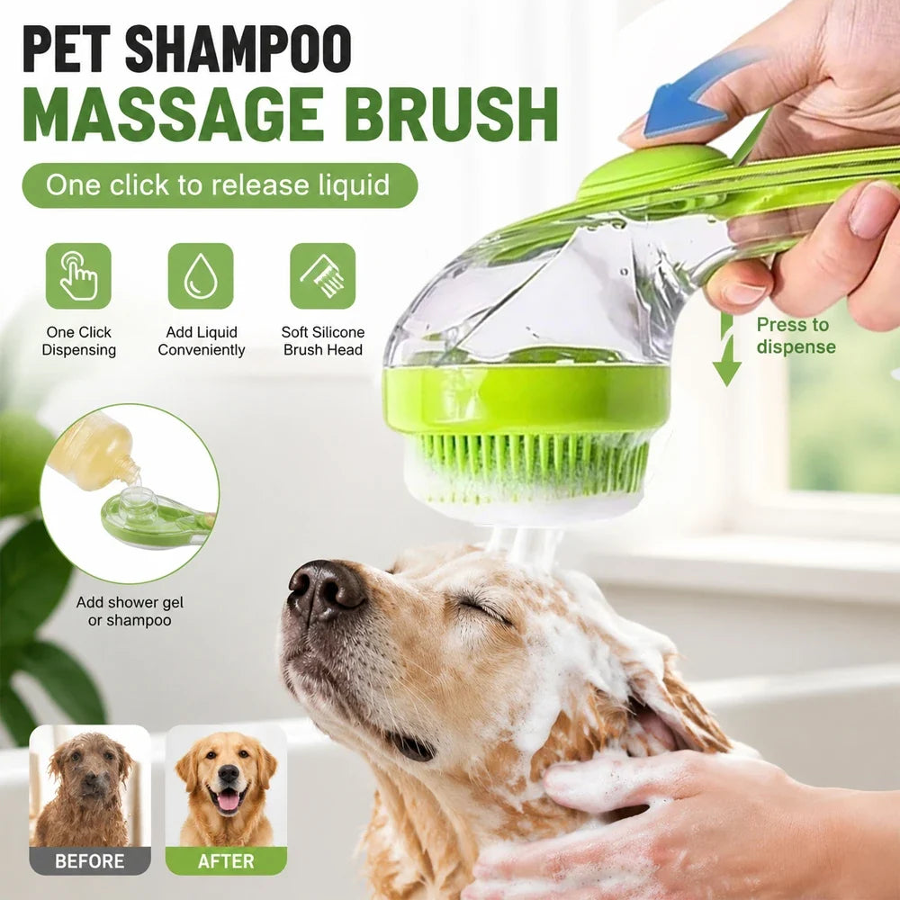 2in1 Pet Bathing Brush Press to Release - MyPetDollar.com