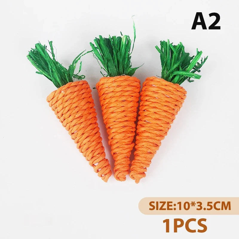 Hamster Rabbit Chew Plaything Bite Grind Teeth Corn Carrot Woven