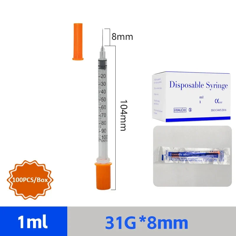 Box Multi-size 1ml Safety Syringe – 5 Colors