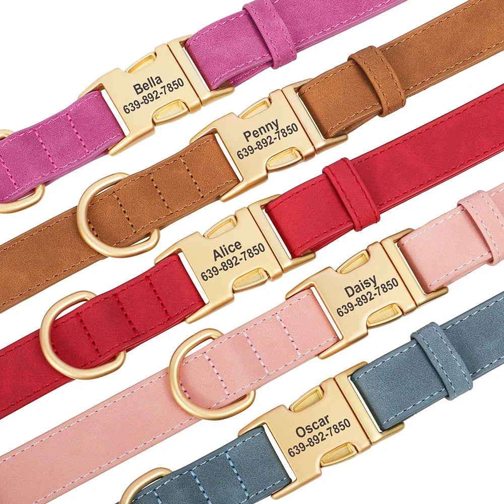 Personalized PU Leather Dog Collar Free - MyPetDollar.com