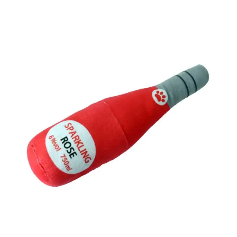 Funny Plush Dog Toys Beer Bottle Shaped Small Large Squeak, Interactive