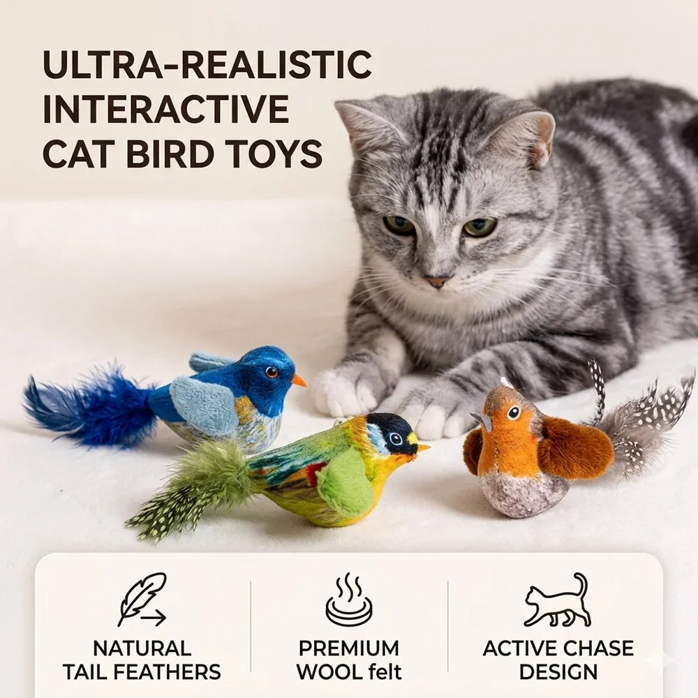 3pcs Indoor Interactive Birds Toy for Cat - MyPetDollar.com