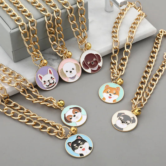 Cute Dog Pattern Pendant Pet Collar with - MyPetDollar.com