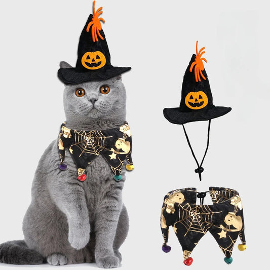 Adjustable Halloween Pet Hat Scarf Cat & Dog Witch