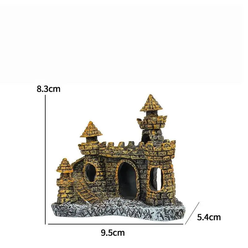 Artistic Castle Shaped Resin Rockery, One Piece Aquarium Decor – 7 Colors