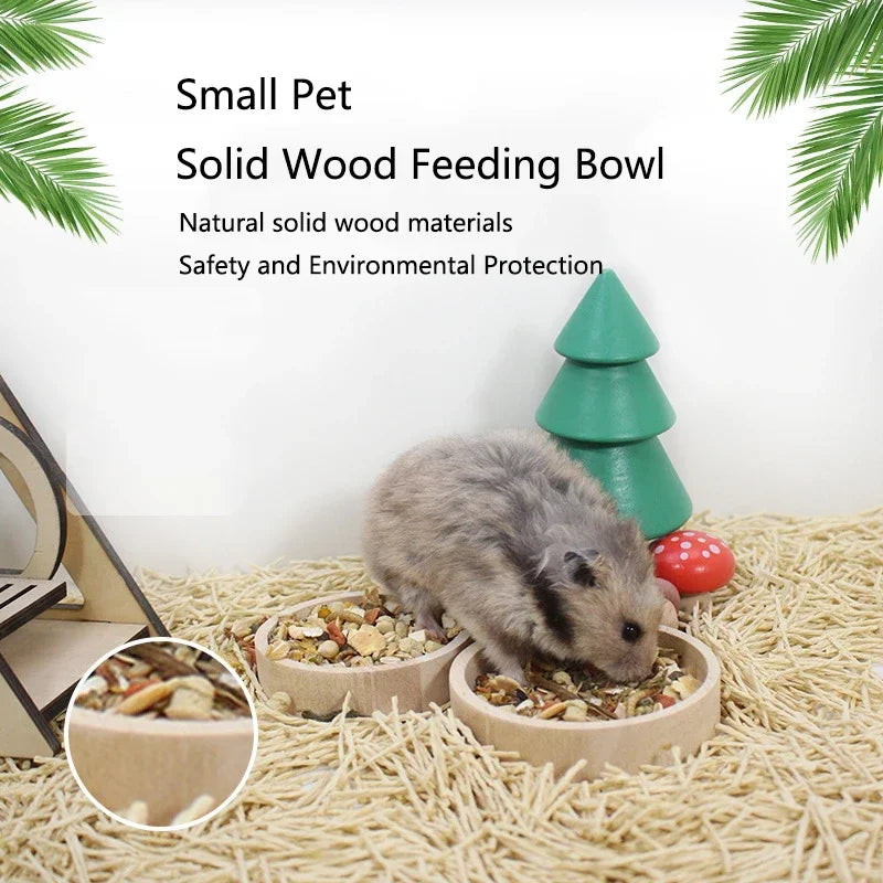 Smooth Wooden Hamster Feeding Bowl Hamster - MyPetDollar.com