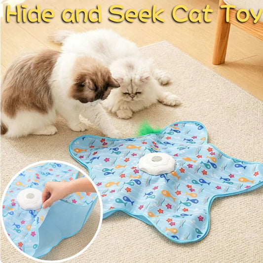 Automatic Feather Cat Toy with Mouse Squeaky Pad for Small Pets