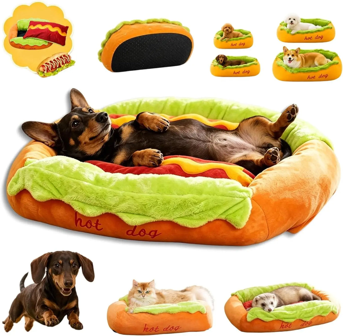 Pet Bed Hot Dog House Lounger Bed Kennel Mat - MyPetDollar.com