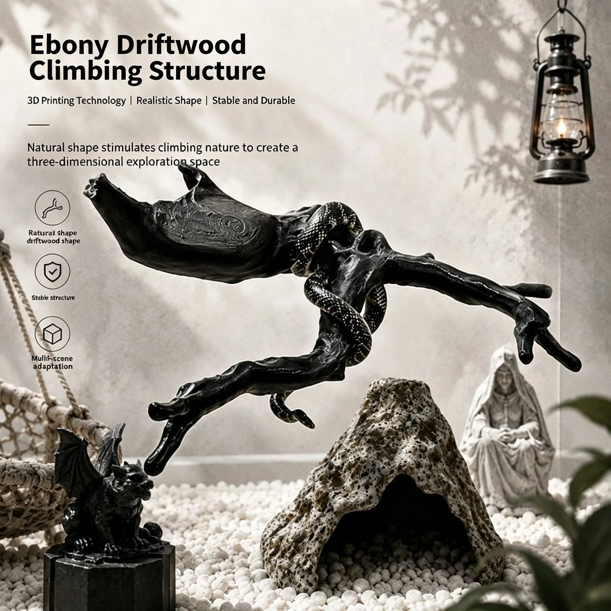3D Imitation Ebony Driftwood Reptile - MyPetDollar.com