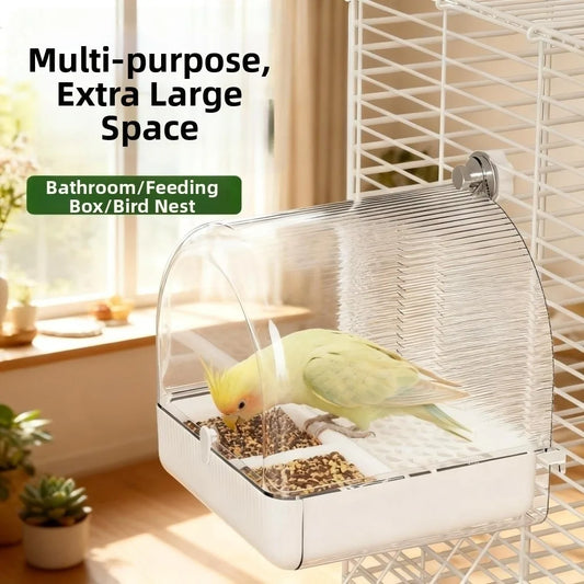 Transparent Bird Bath Cage Splash Proof Food - MyPetDollar.com